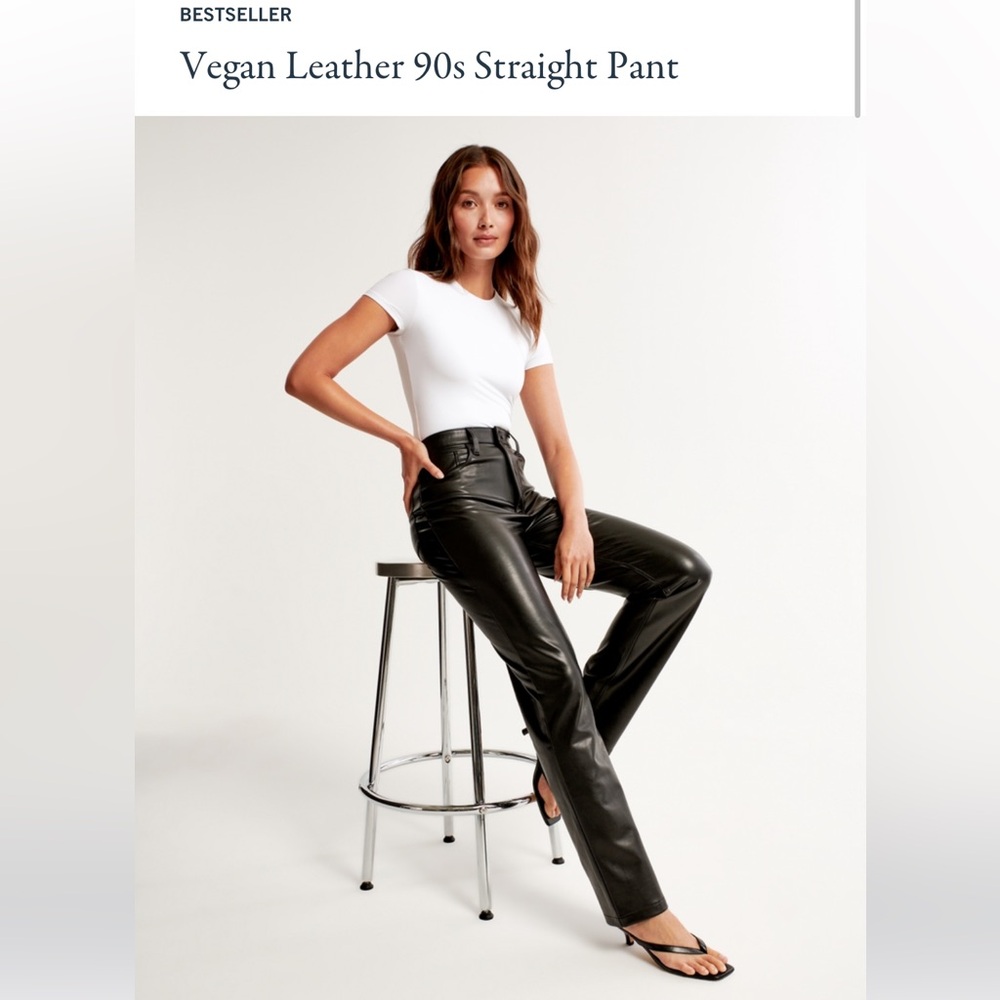 Abercrombie & Fitch Vegan Leather 90s Straight Leg Pant